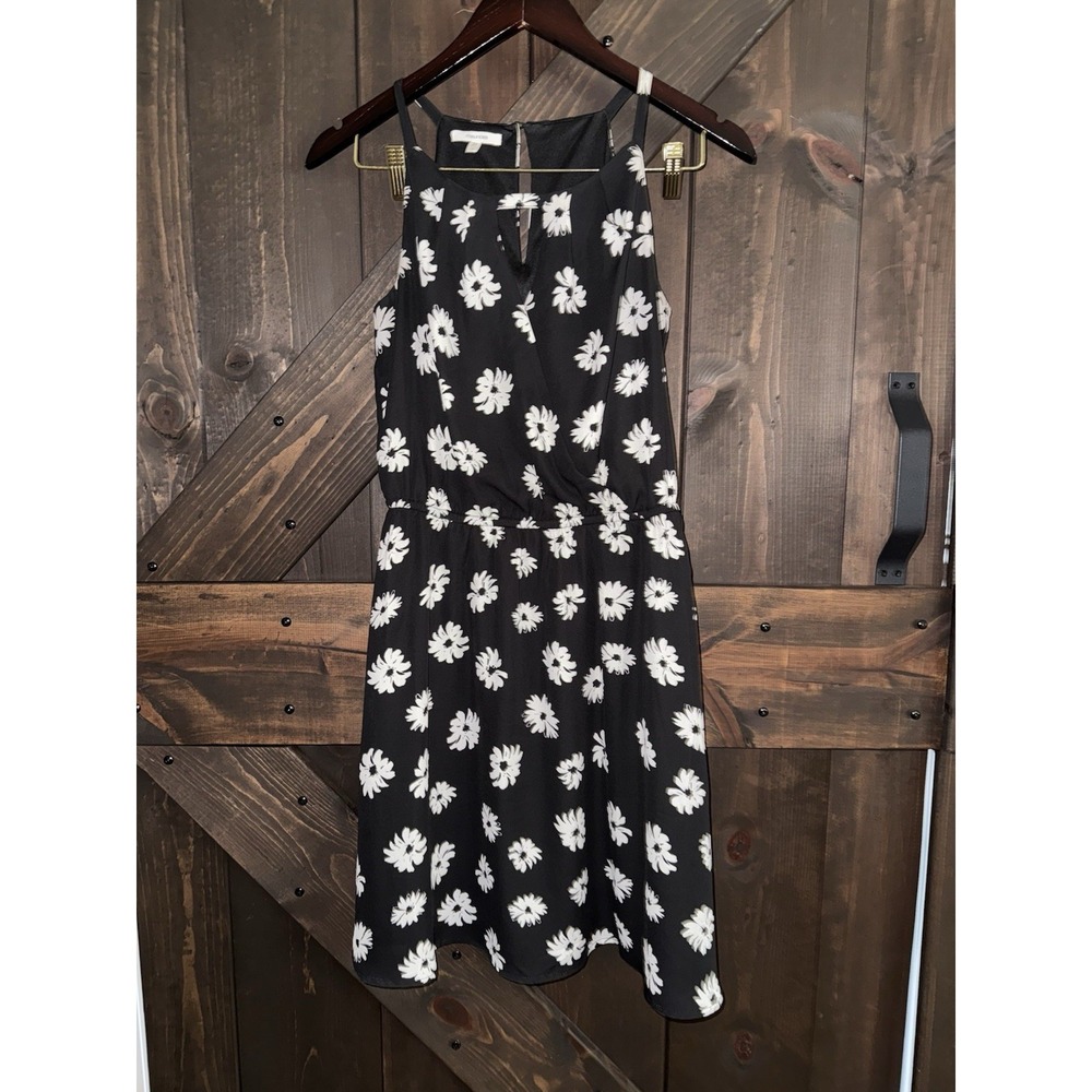 Maurices Women's Dress Black White Floral Tank Top Waist Wrap Small S